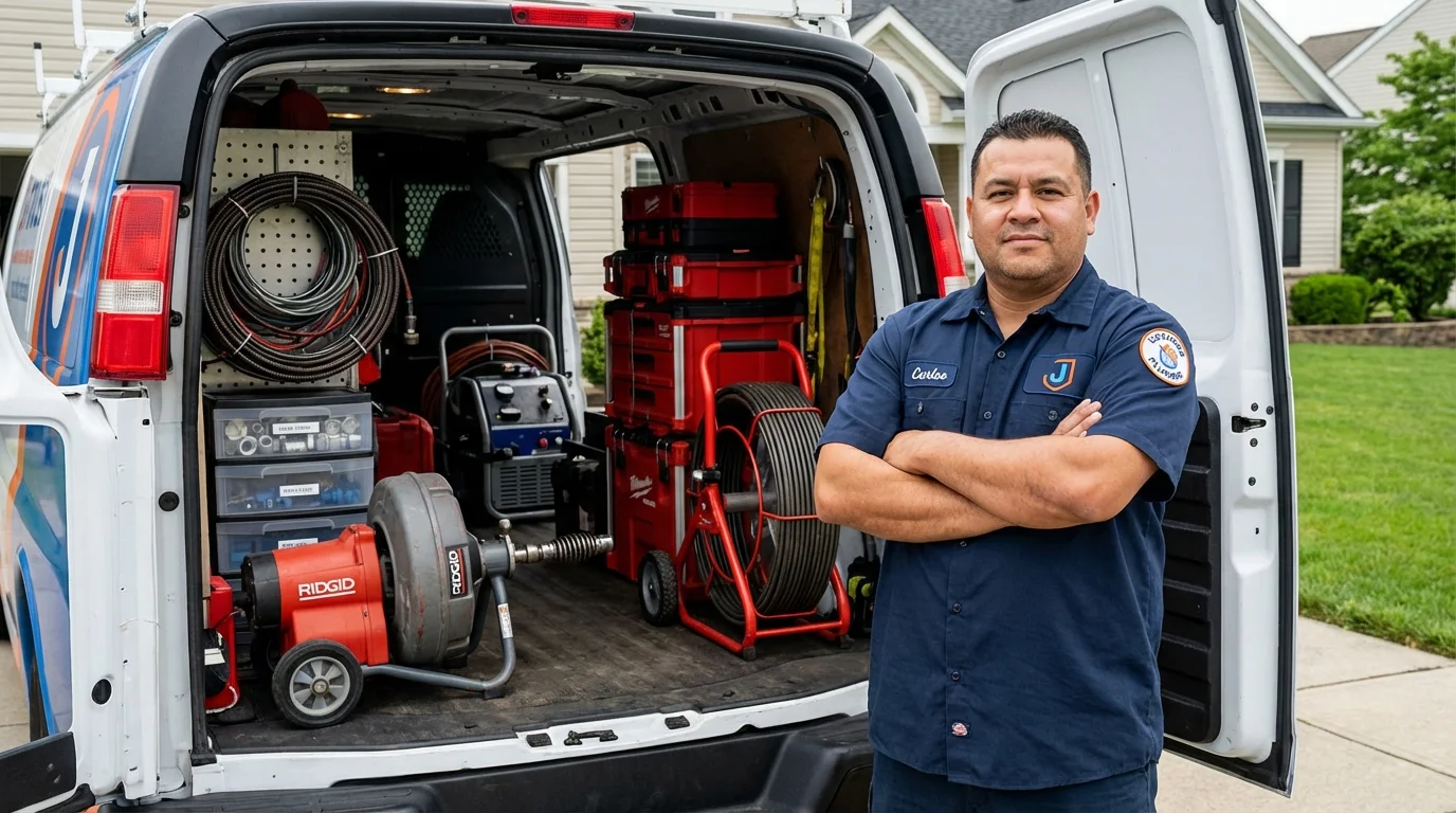 Professional drain cleaning equipment and Johns Plumbing LLC plumber in Port Monmouth